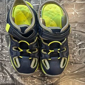 Kids Navy and Neon Green Sandals-size 13